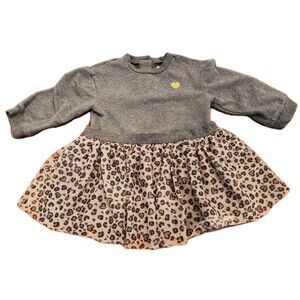 Little Me 24 M Dress WiGray Fleece  Bodice W Gold Heart And Heart Patterned...